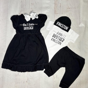 Big sister Little brother outfits, Personalized Big sister dress, Custom Little bro coming home outfit, Newborn sibling photo outfits