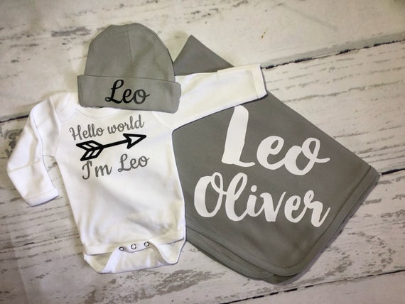hello world baby outfit personalized