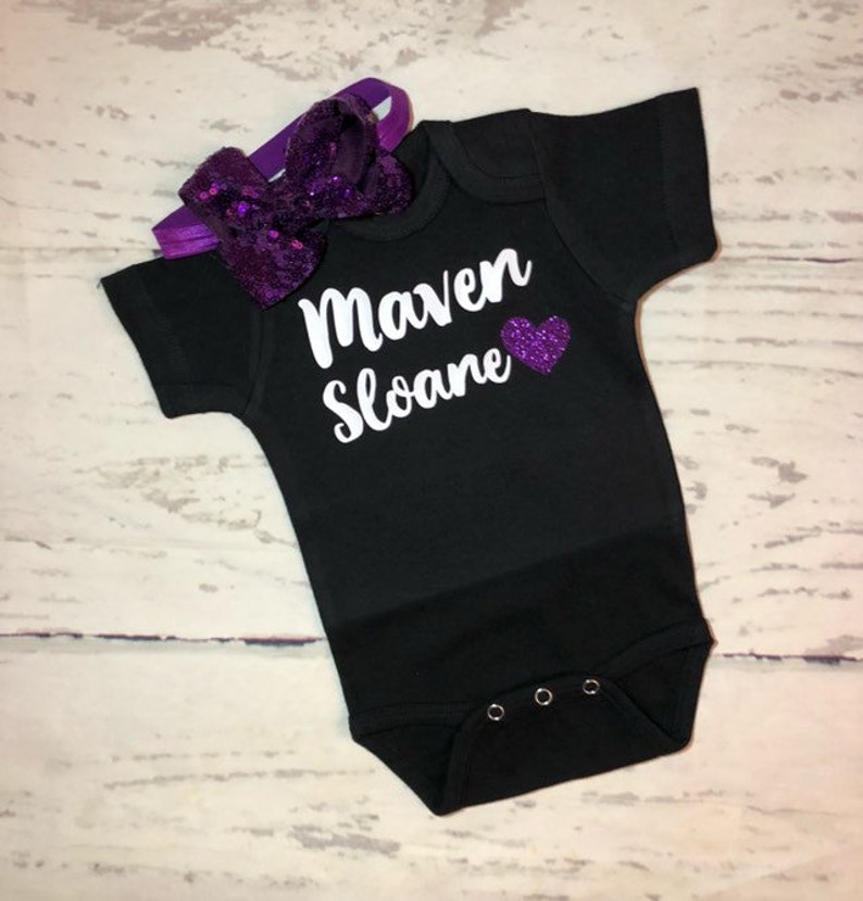 Personalized baby girl coming home outfit name and heartBaby shower gift for girltake home baby girlbring home baby girl