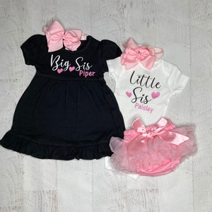 Personalized Big sis Little sis matching outfits, Big sister dress, Little sister custom gift set, Big sister little sister outfits custom