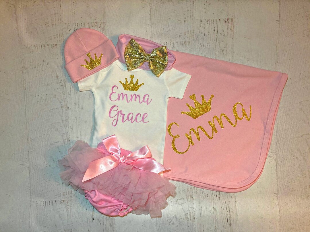 Baby Name Outfit With Crown Personalized Coming Home Outfit Etsy
