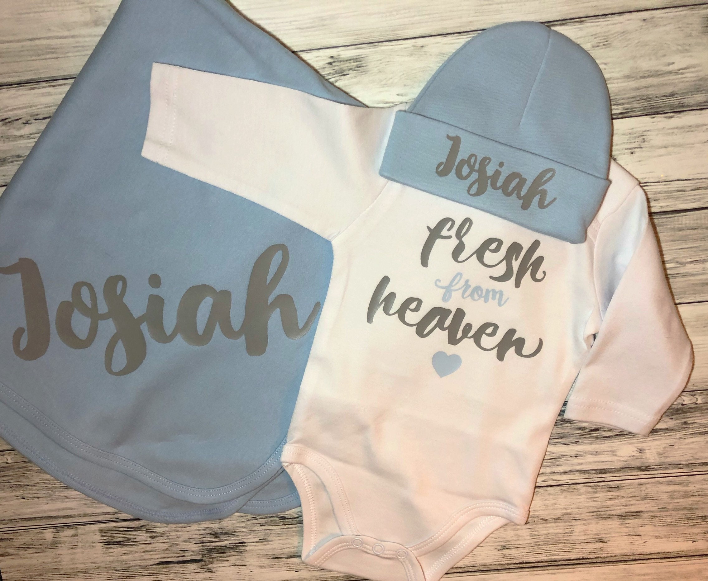 Newborn Personalized Coming Home Outfit Fresh From Heaven Baby Etsy