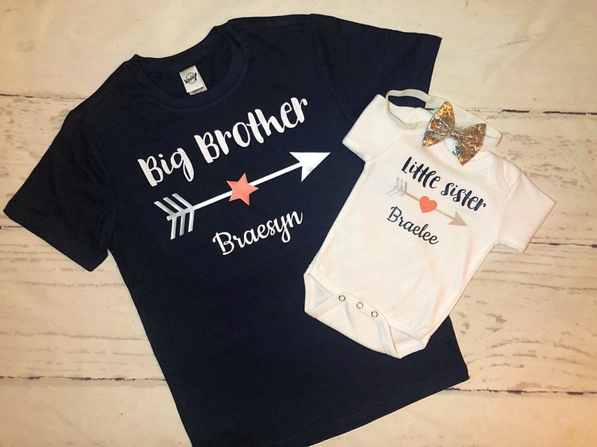 Big brother little sister navy arrow personalized sibling | Etsy