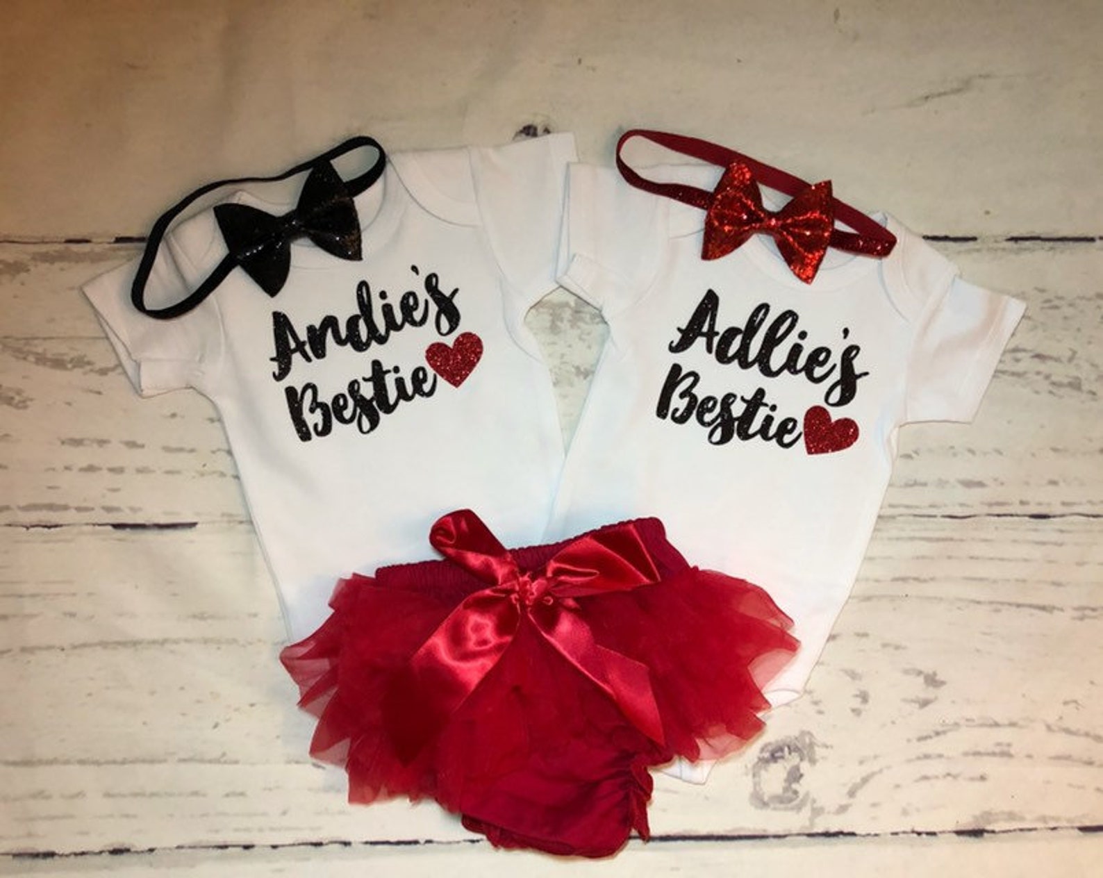 Twin Baby Girls Outfits Personalized Matching Baby Besties Etsy