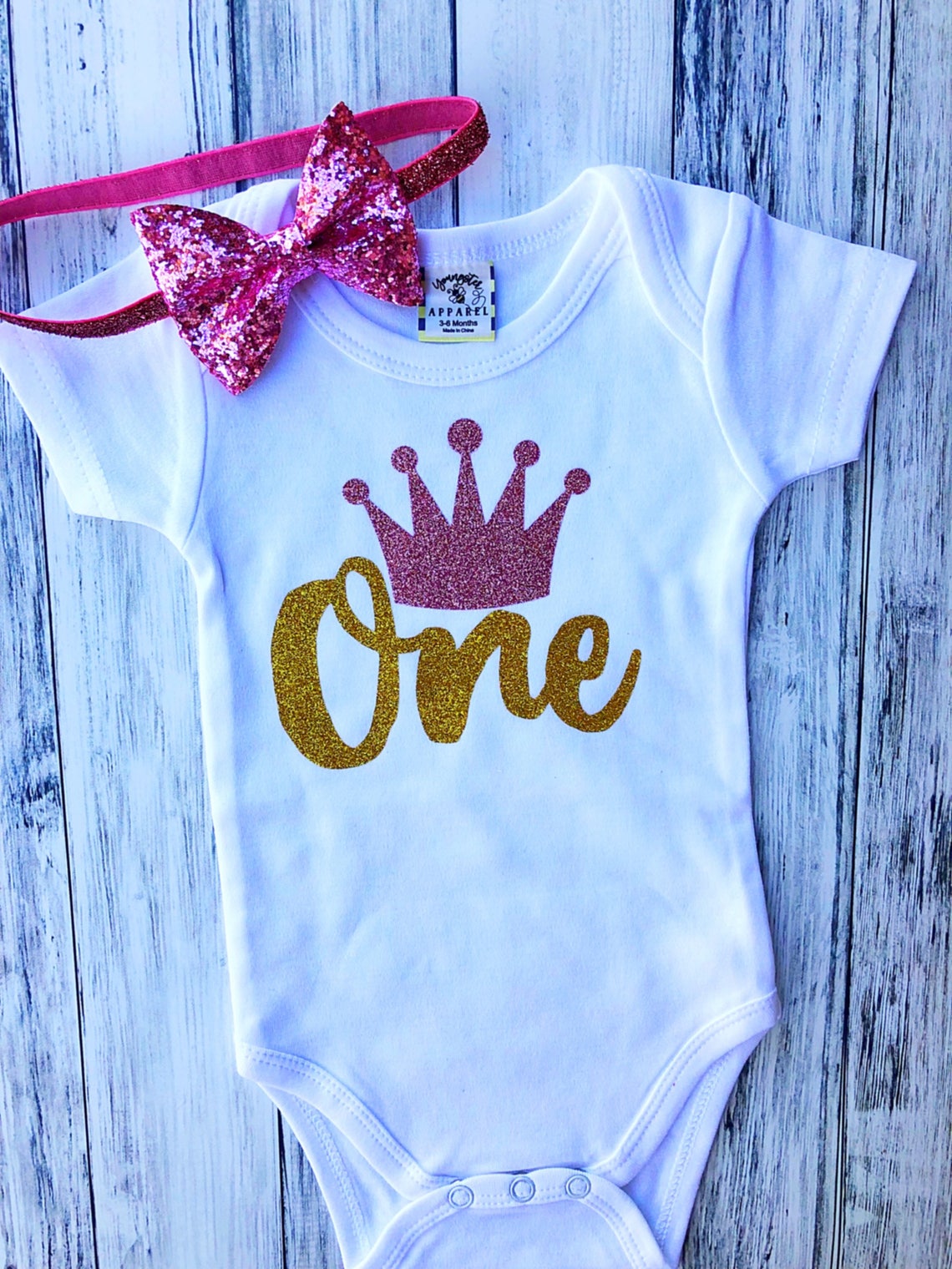 Baby Girls 1st Birthday Outfit One Year Old Princess Crown Etsy
