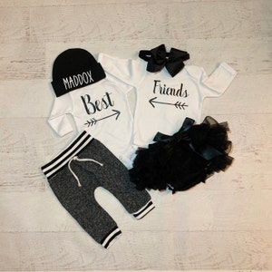 Best friends baby outfits/baby twins outfits/twin boy and girl baby's/baby shower gift for twins/twin boys/twin girls/Personalized newborn