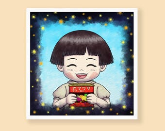Grave of the Fireflies Art Print, Aesthetic Home Wall Decor, Anime, Ghibli Fanart, Illustration, Cute Gift, Digital Painting, Nostalgic art