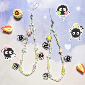 Ruß Sprite handgemachte Acryl Telefon Charme, Kawaii Zubehör, nettes Geschenk, Anime, Ghibli Ästhetischer Fanart Schmuck, Perlen Handgelenk Schlüsselband