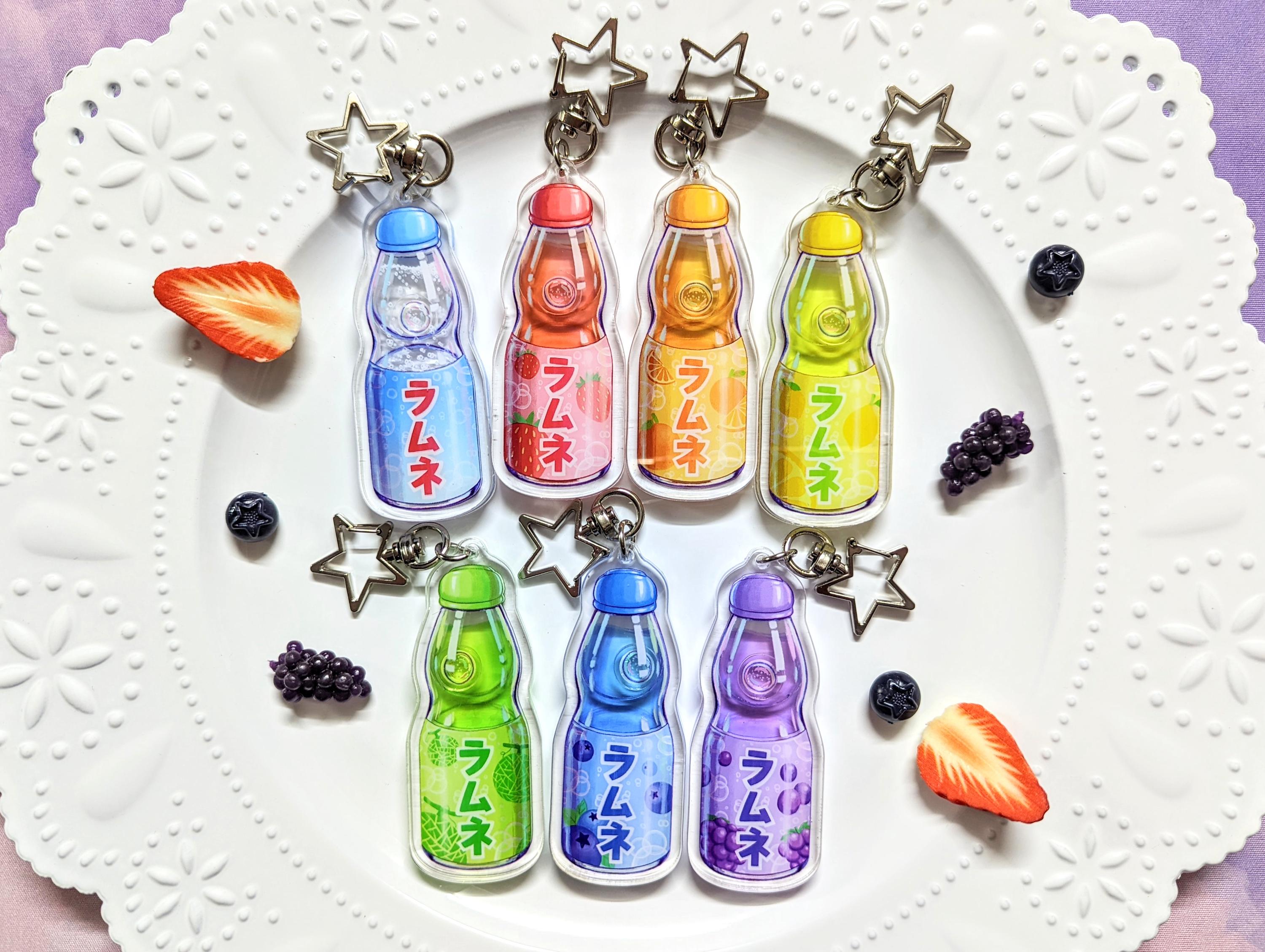 Ramune Soda Shaker Acrylic Keychain, Double Sided Kawaii Charm