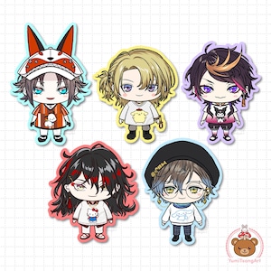 Pegatina de vinilo holográfica Vtuber Chibi, pegatinas para botella de agua y portátil para planificador de diario Bujo, bonito regalo de anime, papelería kawaii, resistente al agua