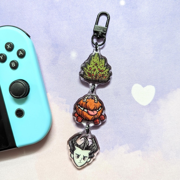 Portachiavi in acrilico 3 in 1 "Don't Starve", ciondolo bifacciale, accessorio kawaii, regalo carino, portachiavi fanart, gadget da gioco, gioco spettrale