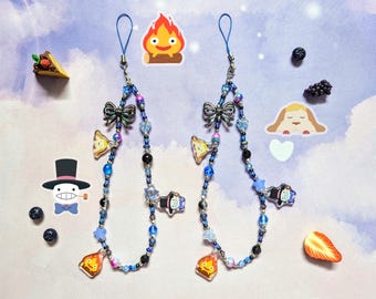 Colgante para móvil acrílico hecho a mano de El Castillo Ambulante de Howl, accesorios kawaii de anime, regalo adorable, joyería inspirada en el fanart de Ghibli, cordón de pulsera con cuentas