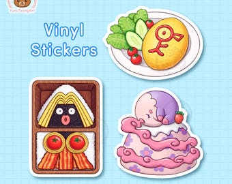 Poke Dish Vinyl Sticker, Video Game Journal Planner Water Bottle Laptop Stickers, Cute Anime Gift, Kawaii Nostalgic Stationery, Waterproof
