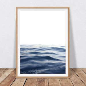 Ocean Print Navy Blue Coastal Wall Art, Ocean Photography Beach Decor Gift for Beach Lover, Navy Blue Wave Print Surf Art, Serene Wall Art