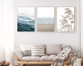 Beach Gallery Wall Digital Download Set of 3 Prints, Coastal Wall Art Set of 3 Prints, Beach Wall Art, Printable Beach Decor, Ocean Print