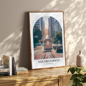 San Francisco Wall Art Boho Travel Poster, Aesthetic Printable Travel Art, USA Wall Art Printable Californian Poster San Francisco Cable Car