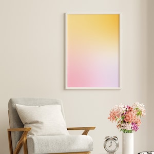 Pink and Yellow Art, Yellow and Pink Aura Printable Wall Art, Gradient Wall Art Aesthetic Pink Decor, Colorful Wall Art, Calming Wall Decor