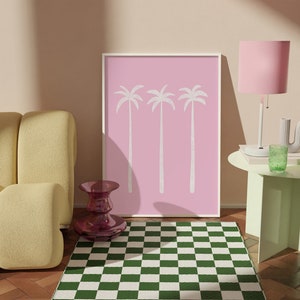 Pink Palm Tree Print Instant Download Pink Coastal Poster Aesthetic Pink Beachy Wall Art Hawaii Gallery Wall Art Cute Pink Wall Decor
