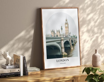 London Travel Poster, Aesthetic Printable Wall Art City Print, Travel Posters Digital Download London Destination Print England Wall Art