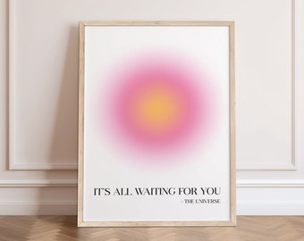 Pink Aura Poster, Digital Print Affirmation Wall Art, Hot Pink Wall Art, Abundance Wall Art, Universe Quote Art, Aesthetic Room Decor Art