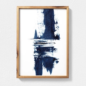 Abstract Painting Navy Blue Wall Art, Coastal Decor Printable Wall Art, Abstract Wall Art Digital Download, Navy Blue Minimalist Wall Decor