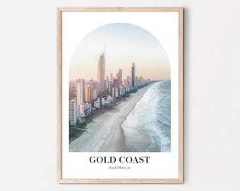 Gold Coast Destination Poster, Travel Wall Art, Aesthetic Australian Decor, Queensland Australia Wall Art, Printable Coastal Wall Art