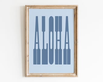 Aloha Wand Kunst Küsten Cowgirl Blaue Wand Kunst Surf Dekor Blaue Küsten Cowboy Wand Kunst Süß Surfen Druck Pastell Blau Wand Kunst Aloha Druck