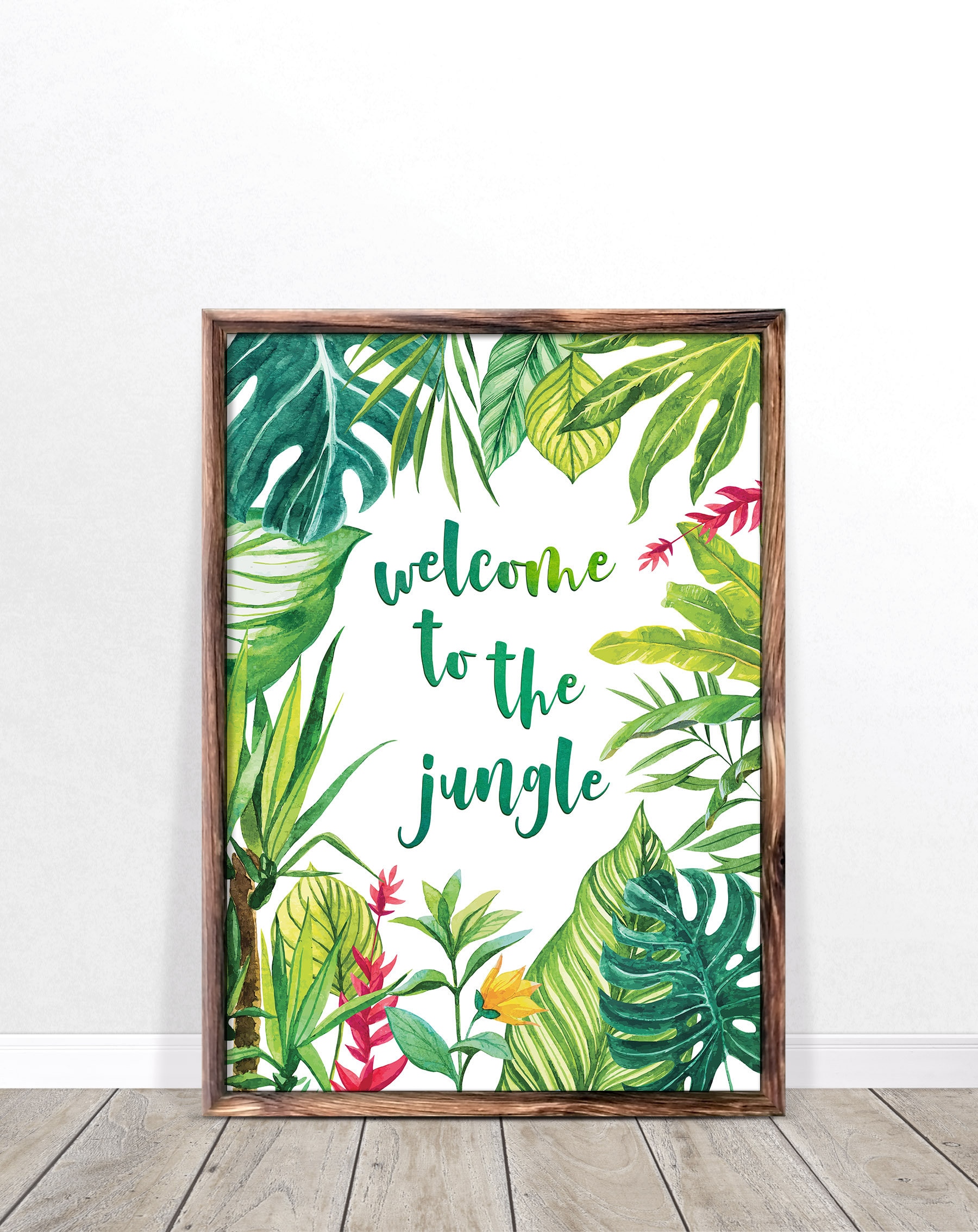 Welcome to the Jungle Printable Wall Art, Tropical Decor Monstera