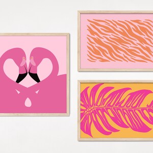 Printable Gallery Wall Pink Abstract Art Colorful Wall Art Set of 9 Prints Bright Pink Eclectic ...
