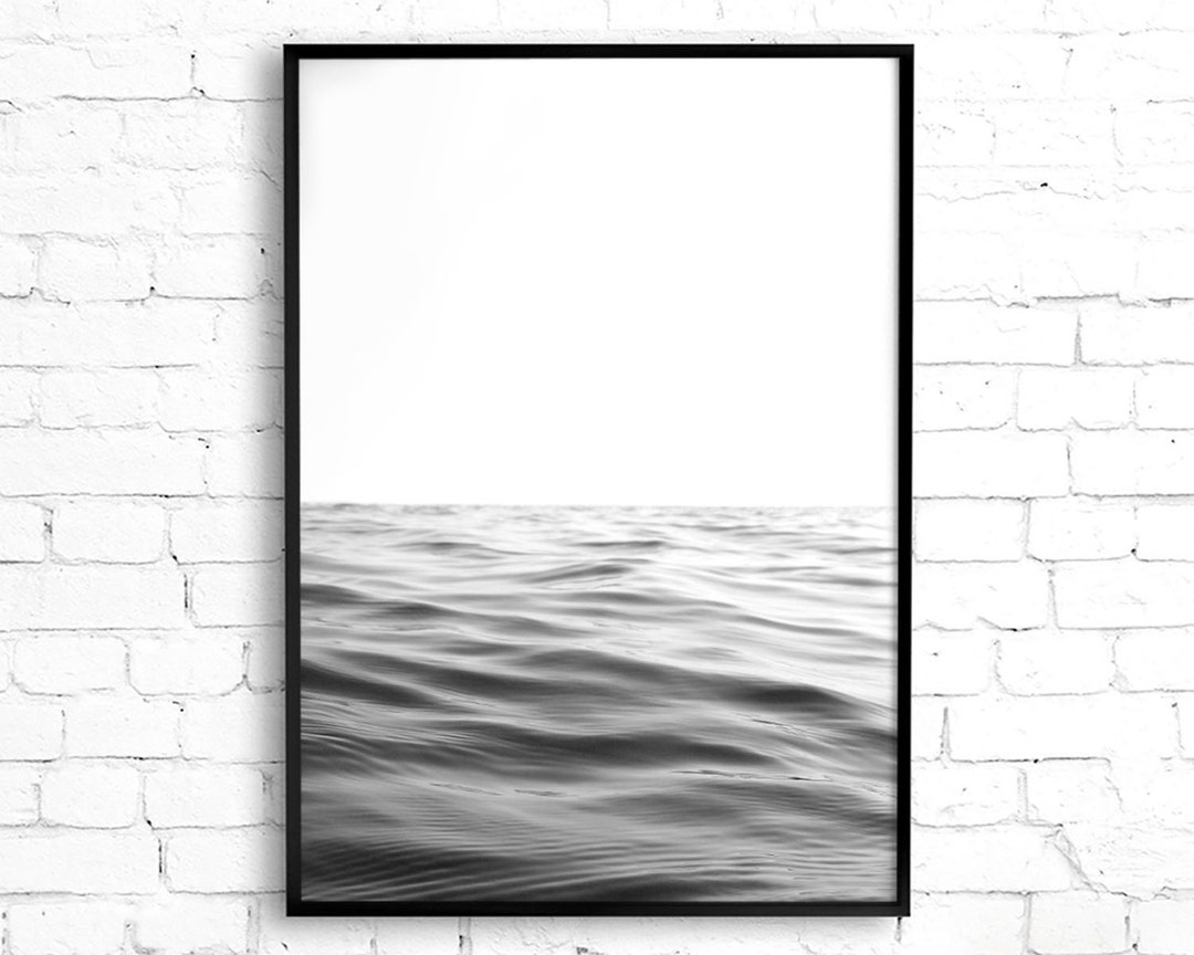 Black and White Ocean Print Coastal Wall Art, Ocean Photography Beach ...