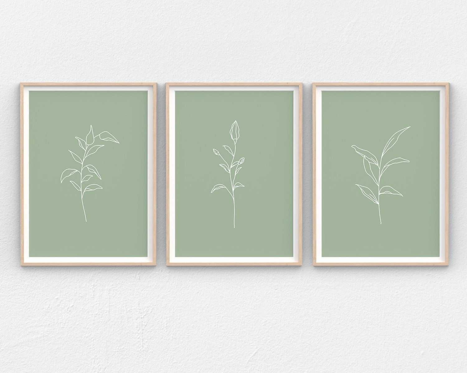 Set of 3 Printable Wall Art Sage Green Wall Art Featuring | Etsy