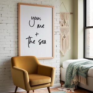 You me and the sea printable quote art, Printable Wall Art, Coastal Wall Art, Gift for Her, Gift for Him, Love Quote, You and Me, Beach Art image 2