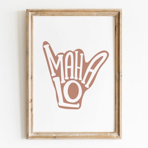 Shaka Printable Wall Art For Eclectic Gallery Wall, Mahalo Print, Hang Loose Hawaiian Wall Art Beach Decor gift for Surfer, Cool Nursery Art