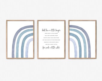 Hold Him a Little Longer Printable Art Blue Nursery Decor Printable Wall Art Rainbow Baby Shower Gift for Baby Boy Decor