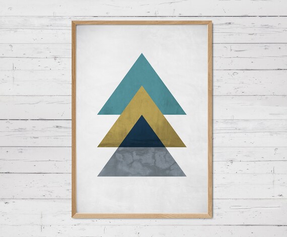 Abstract Art 3 Piece Wall Art, Triangle Geometric Wall Art Set of