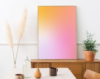 Pink and Orange Art, Orange and Pink Aura Printable Wall Art, Gradient Wall Art Aesthetic Pink Decor, Colorful Wall Art