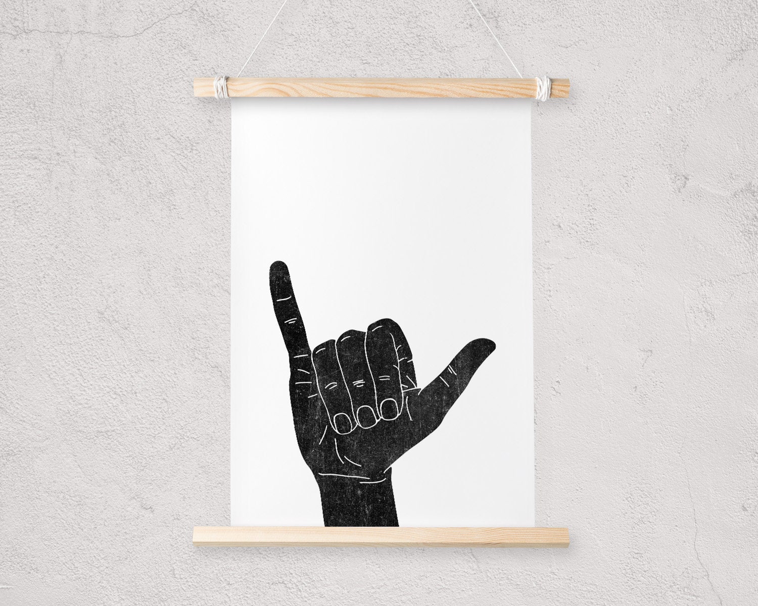 Shaka Hand Printable Wall Art, Hang Loose Hand Gesture, Mahalo