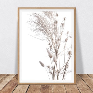 Set of 2 Farmhouse Decor Botanical Print Digital Download, 2 Piece Floral Printable Wall Art, Neutral Bedroom Decor, Dried Flower Wall Art image 6