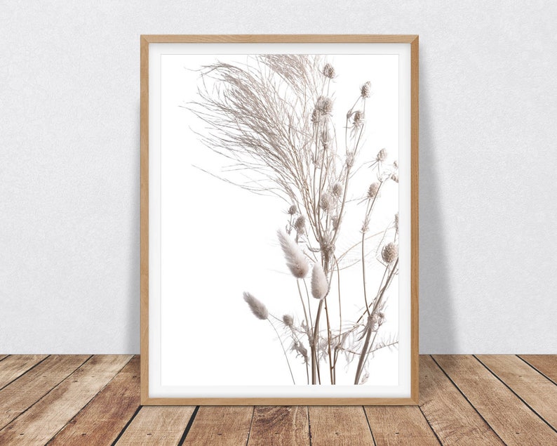 Set of 2 Farmhouse Decor Botanical Print Digital Download, 2 Piece Floral Printable Wall Art, Neutral Bedroom Decor, Dried Flower Wall Art image 6