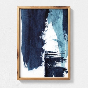 Abstract Painting Navy Blue Wall Art, Coastal Decor Printable Wall Art, Abstract Extra Large Wall Art Digital Download, Navy Minimalist Art