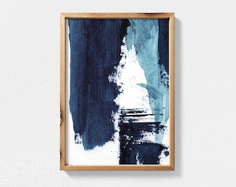 Abstract Painting Navy Blue Wall Art, Coastal Decor Printable Wall Art, Abstract Extra Large Wall Art Digital Download, Navy Minimalist Art