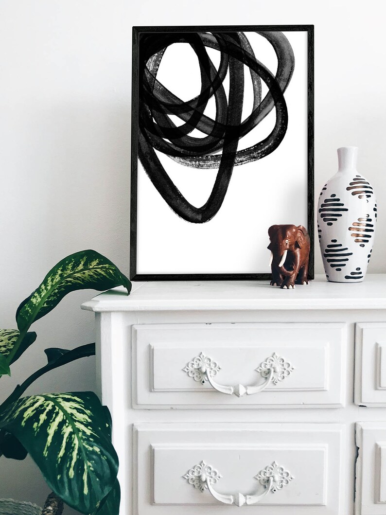 Black and White Abstract Art Minimalist Printable Wall Art | Etsy
