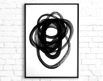 Black and White Abstract Art, Minimalist Printable Wall Art, Scribble Art Abstract Painting, Minimalist Art, Extra Large Printable Wall Art