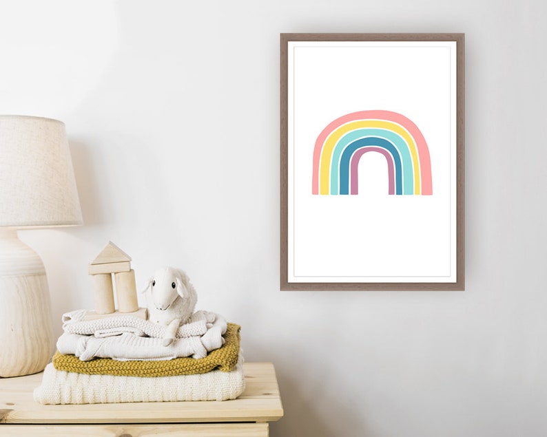 Pastel Rainbow Nursery Wall Art, Gender Neutral Gift Rainbow Baby Decor, Printable Wall Art for Nursery Decor, Pastel Rainbow Art image 2