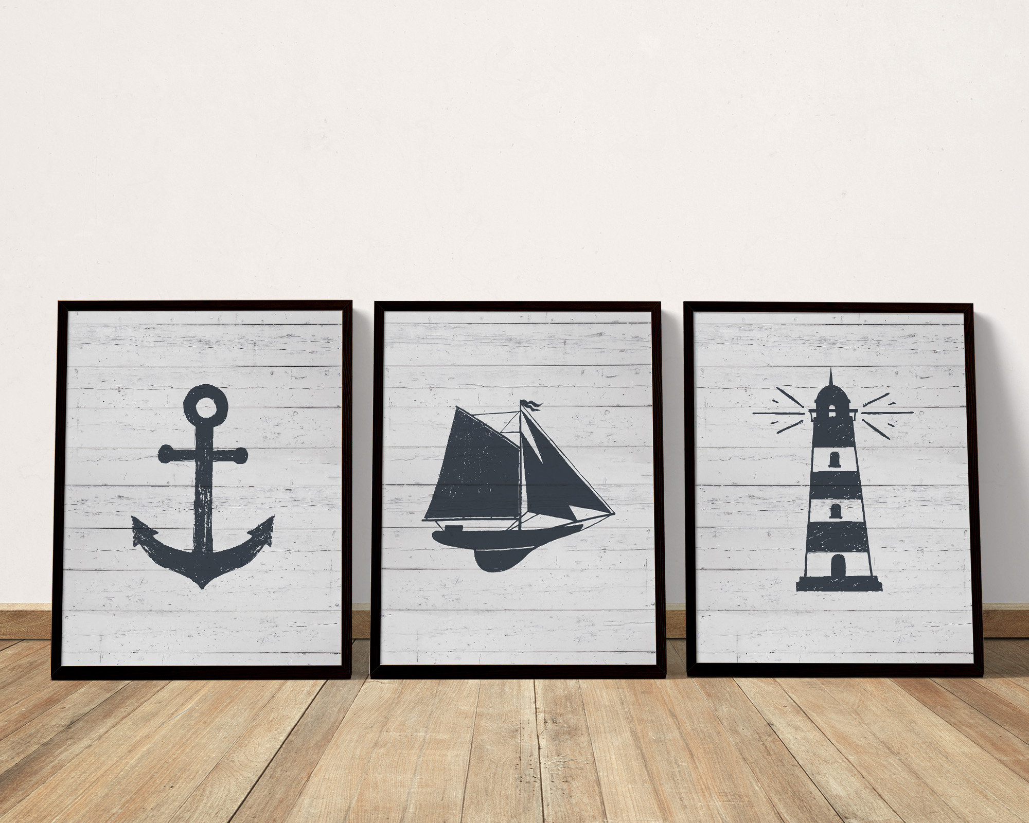Set of 3 nautical decor wall art printables coastal wall art | Etsy