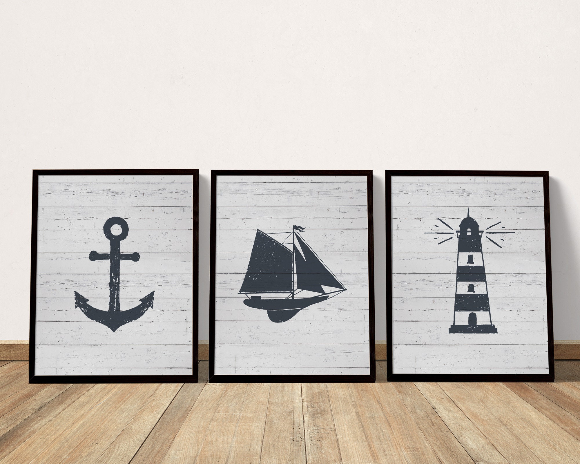Set of 3 nautical decor wall art printables coastal wall art Etsy