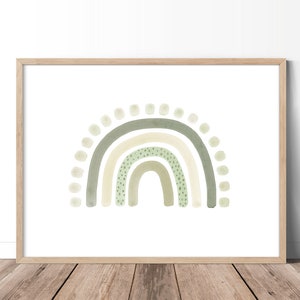 Chartreuse Nursery Decor Ideas, Sage Green Rainbow Printable Wall Art, Rainbow Baby Gift, Pale Green Nursery Decor, Watercolor Rainbow Art