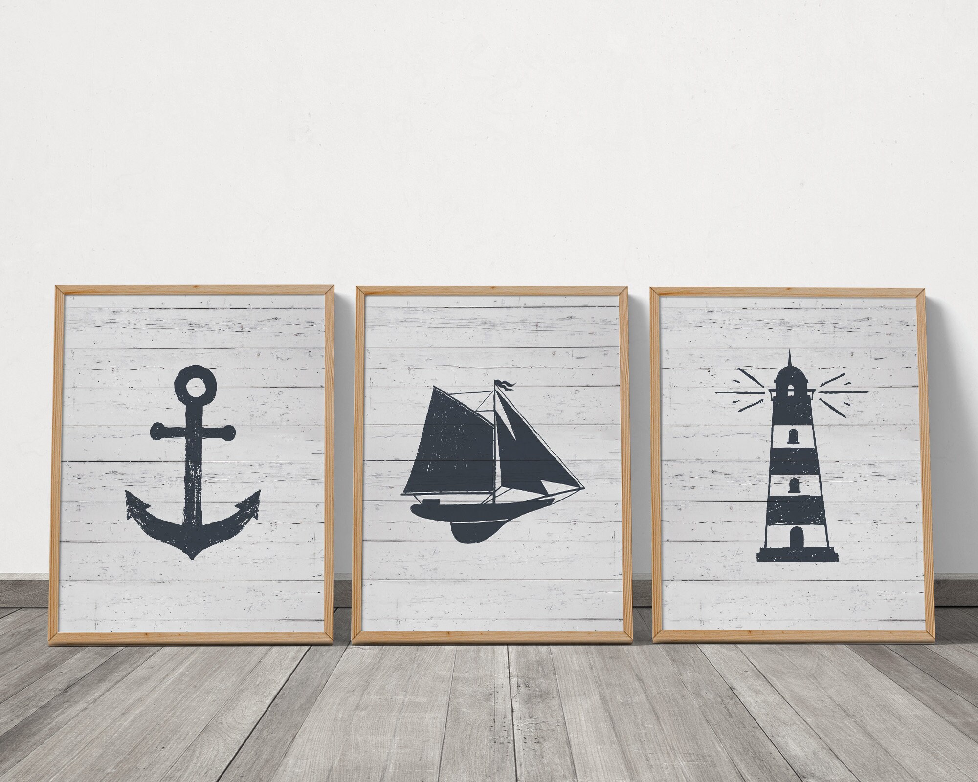 Set of 3 nautical decor wall art printables coastal wall art Etsy