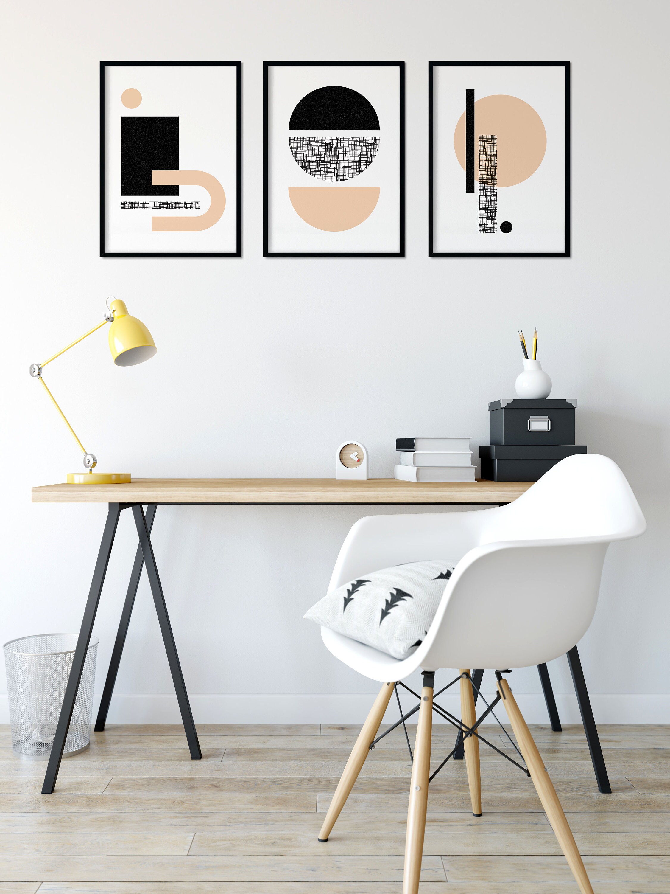 3 Piece Wall Art Mid Century Modern Geometric Wall Art, Memphis Style ...