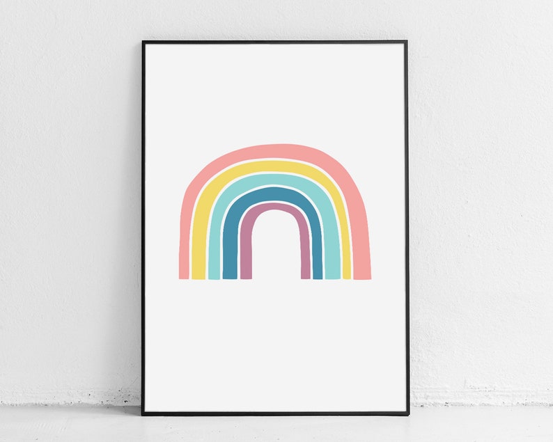 Pastel Rainbow Nursery Wall Art, Gender Neutral Gift Rainbow Baby Decor, Printable Wall Art for Nursery Decor, Pastel Rainbow Art image 7
